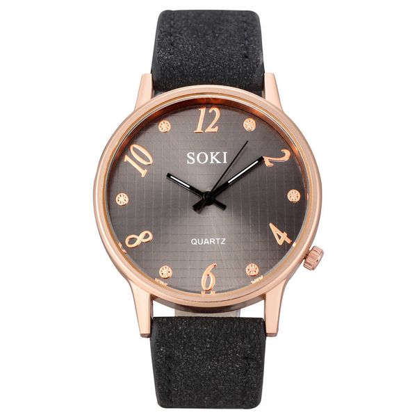 

soki brand women's watches fashion simple leather ladies watch analog quartz round ladies watch 100pcs/lot, Slivery;brown