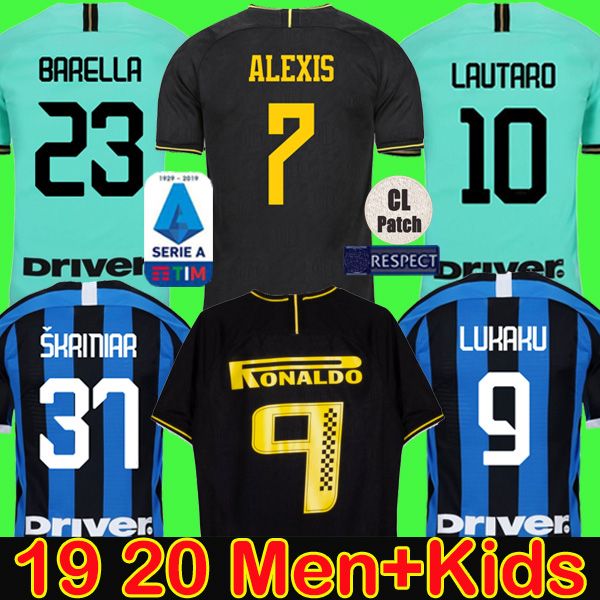 

ICARDI SKRINIAR 19 20 Inter soccer jersey Milan 2019 2020 GODIN BARELLA PERISIC football shirt LUKAKU LAUTARO maglia third men + kids kit