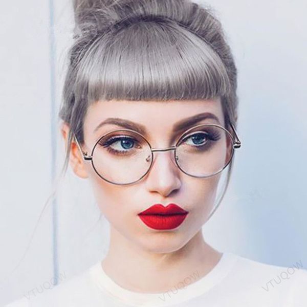 

vintage round glasses frame women computer clear lens glasses points myopia oculos redondo retro women's eyeglass frames, Silver