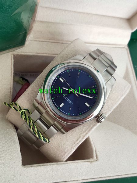 

2019 factory supplier new high quali luxury 114300 sapphire perpetual no date steel domed blue dial 39mm automatic mechanical men's wat, Slivery;brown