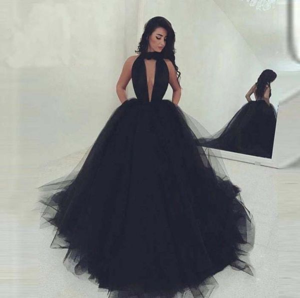 Mulheres Sexy Preto Vestido De Baile Simples Halter Custume Feitos À Noite Turquia Vestidos Novo Estilo Indiano Inchado Vestido de Noite