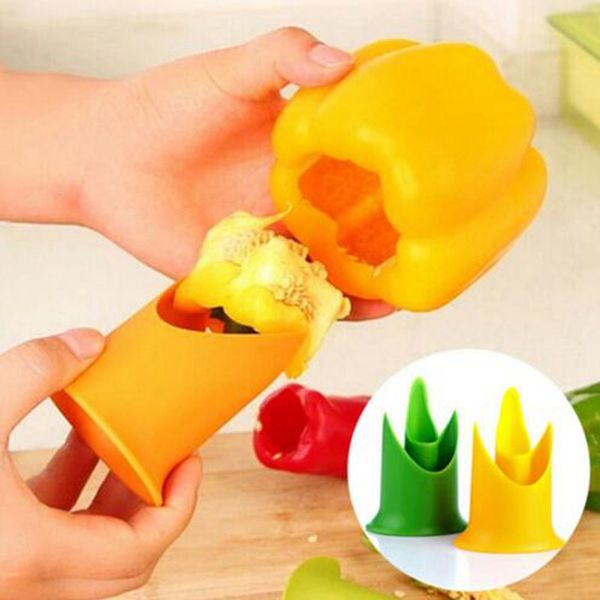 

pepper corer chili seeded remover device chilli cutter corer slicer fruit peeler kitchen utensil 2pcs 1 lot random colors lyw1202