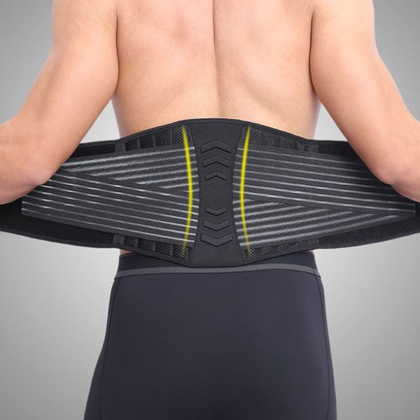

waist support protection belt back strap compression springs supporting bodybuilding gym fitness sport girdles, Black;gray