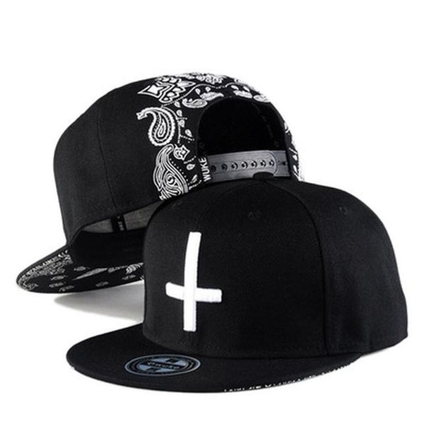 

2020 new hip-hop hat cross embroidery baseball cap male skateboard flat hat hat wholesale 2020 new kjquk, Black;white