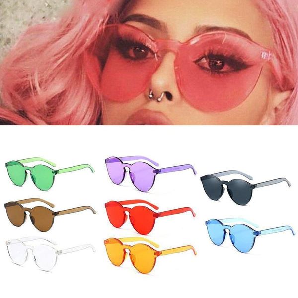 

2020 multicolor women men fashion clear retro sunglasses girls lovely outdoor frameless eyewear glasses uv400 new arrival 0506