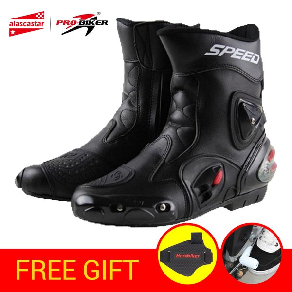 

pro-biker speed bikers motorcycle boots wear-resistant microfiber leather racing motocross boots moto riding motorbike shoes