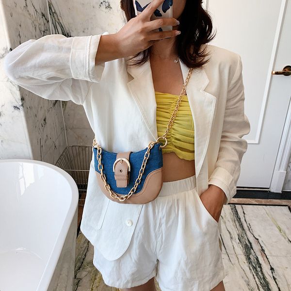 

2020 new shoulder bag ladies fashion chain shoulder bag korean version retro saddle simple messenger women's