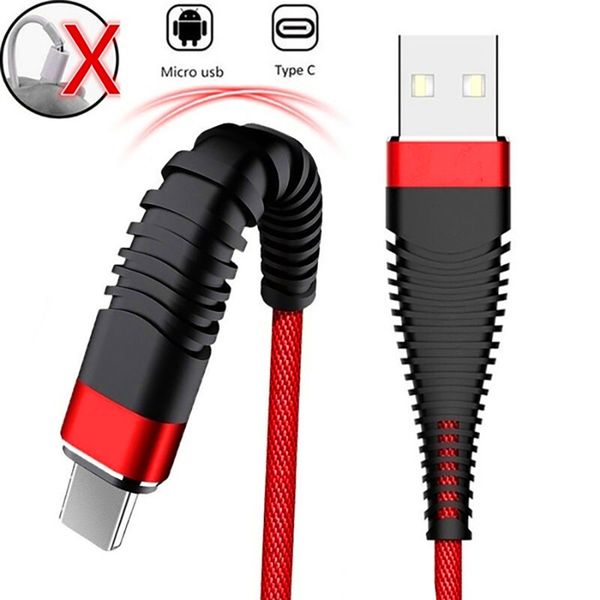 

1m 3ft new durable hi-resistance braided nylon usb type-c cable 2.4a fast charging micro usb cable data sync usb charger cable for phone s9