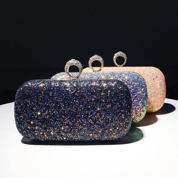 

imido women sequin glitter evening clutch bag ladies sparkly design wedding party shiny handbag crystal chain bridesmaid purse