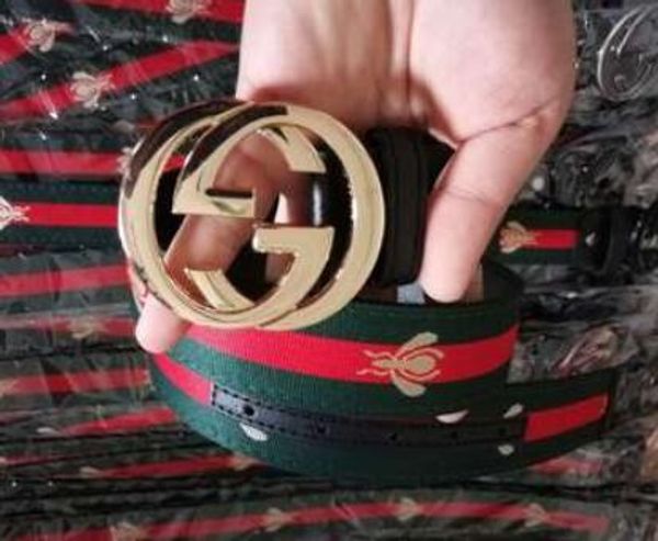 

2019 latest design luxury belt for men and women red and green striped canvas denim belt for men and women senior business belt, Black;brown