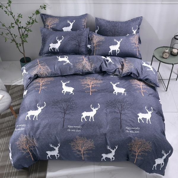 Fashion Deer Bedding Sets Bed Linen Simple Style Duvet Cover Flat