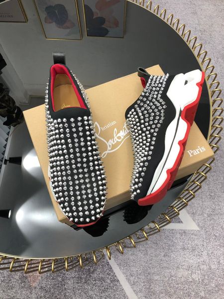 

fast delivery new style high-end luxury men's casual sneakers triple fashion men's brand men's shoes platform studded shoes s, Black