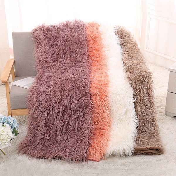 

multi-color soft long shaggy fur ultra plush decorative blanket warm bedding sheet solid color carpet bay window chair mat