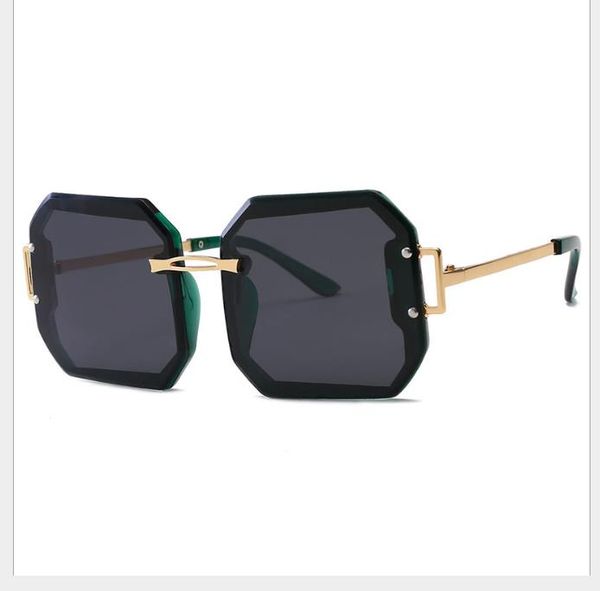 

new european and american polarized sunglasses women's frameless cutting edge fashion large frame sunglasses tidal sunglasses, White;black