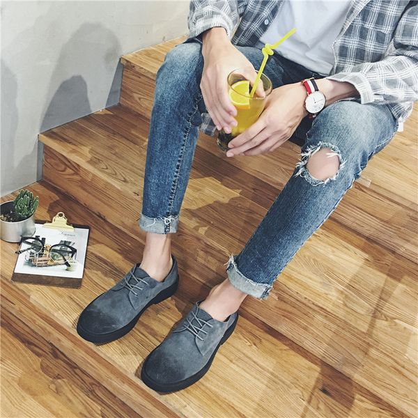 

leather casual shoes men's trend sports shoes black men's comfortable simple men casual leather