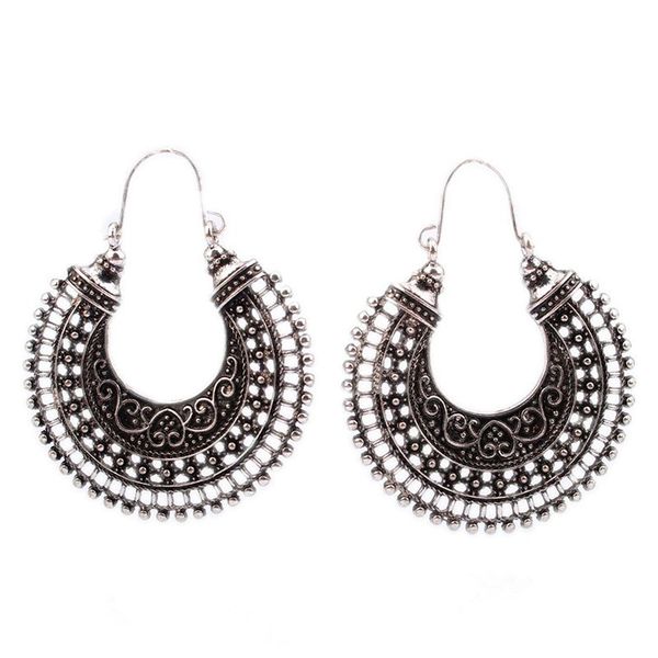 

popular style retro vintage silver hollow half hoop earrings clip jewelry, Golden;silver