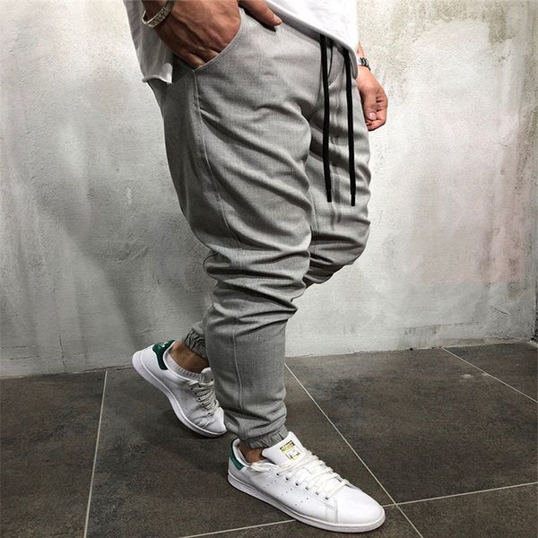 

2018 men pencil pants hefty cuff solid korean style casual long pants slim fitness jogger trousers autumn harem male, Black