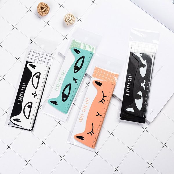 

4 colors wooden rulers 15*5.2 cm funny stationery kids school supplies cute cartoon office accessories 1pcs lovely cat ruler, Black