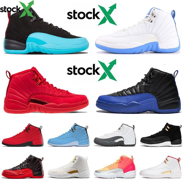 

12 12s new jumpman mens basketball shoes xii ovo white gamma blue punch reverse taxi nylon sneakers size 13, Black
