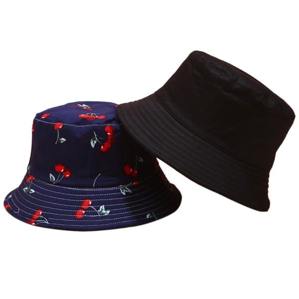 

men women summer fashion fruit printed outdoor protection travel beach cotton blend soft portable bucket hat casual dual use