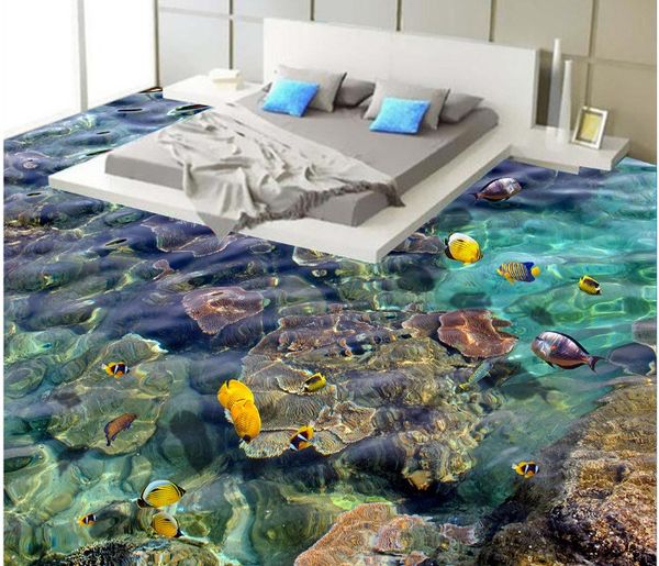 

self-adhesive] 3d fish swimming in the water 456412312 floor wallpaper mural wall print decal wall murals