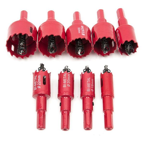 

m42 hss hole saw set, 9pcs 16-38mm heavy duty hole saw tooth cutting opener drill bit for wood aluminum iron sheet pipe plastic