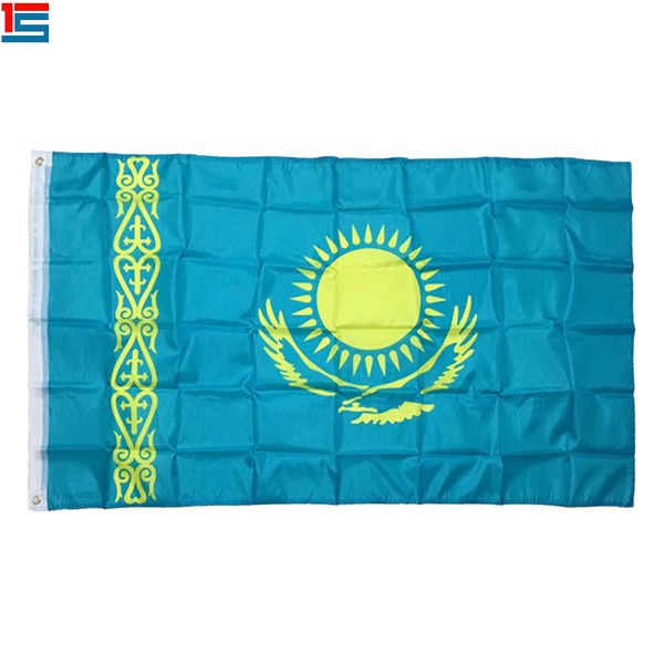 

digital printing kazakhstan flag 90 x 150 cm polyester national country flag banner with two grommets