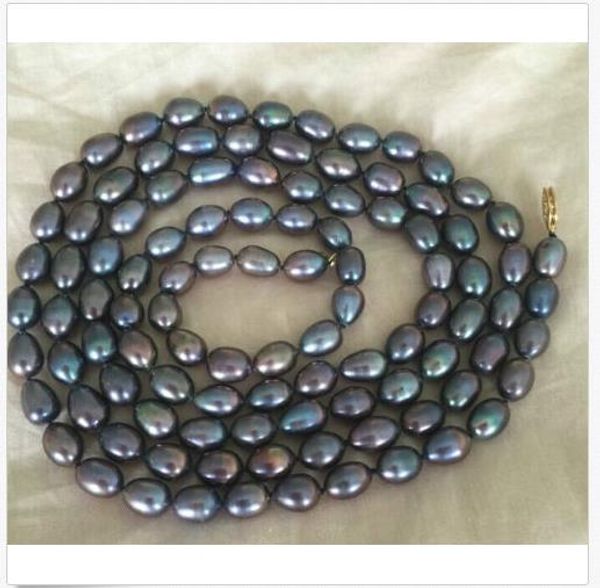 

12-13mm baroque tahitian multicolor black blue pearl necklace 48inch 14k, Silver