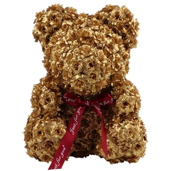 

38*27cm bear of roses artificial flowers home wedding festival diy wedding decoration gift box wreath crafts preserved rose