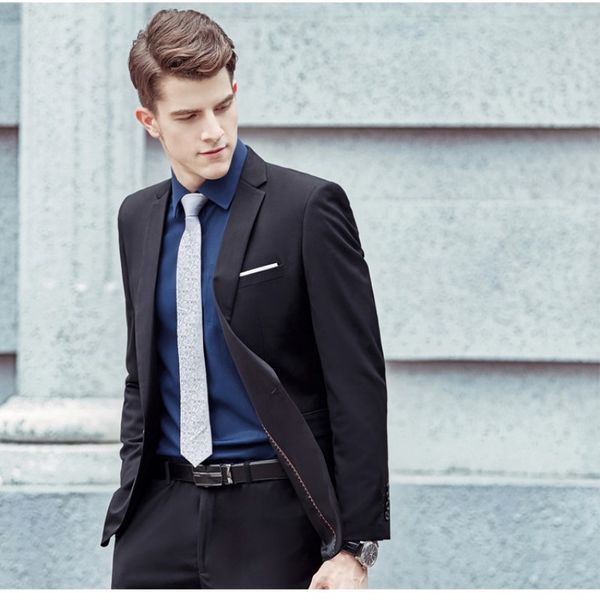 

black customized men's suits one button for wedding party business suits 2 mens suit sets ( jacket + pants)271, White;black