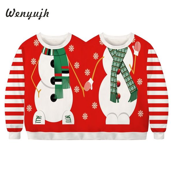

wenyujh 2019 christmas winter warm sweartshirt men women seatershirt fashion casual print santa claus print christmas, Black