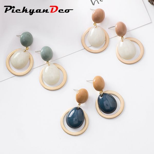 

pickyandco korean cute geometric dangle earring for women round water drop fashion drop earrings jewelry party accessories xc047, Silver