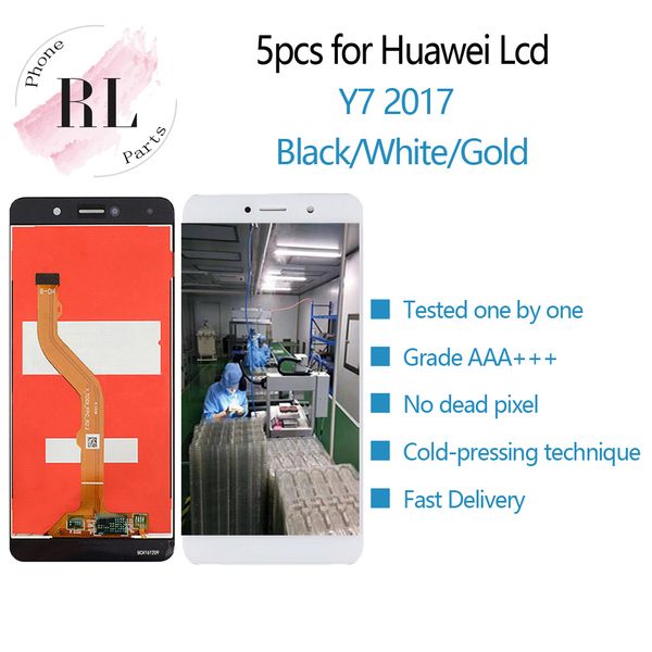 

5pcs dhl for huawei y7 2017 trt-lx3 trt-lx1 lcd display digitizer touch screen assembly with frame for huawei y7 first 2017