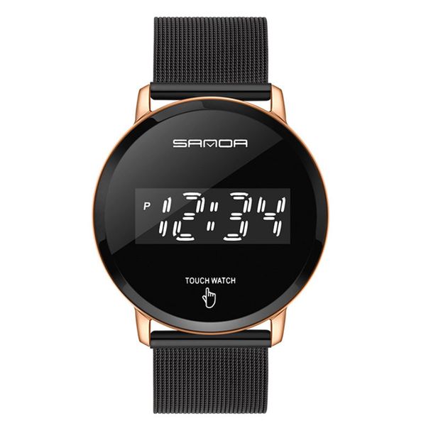 

fashion sports watches for men touch screen led digital display casual women's watches waterproof stainless steel couple clock, Slivery;brown