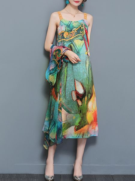 

summer twinset dress camisole seven part sleeve chiffon dress, White;black