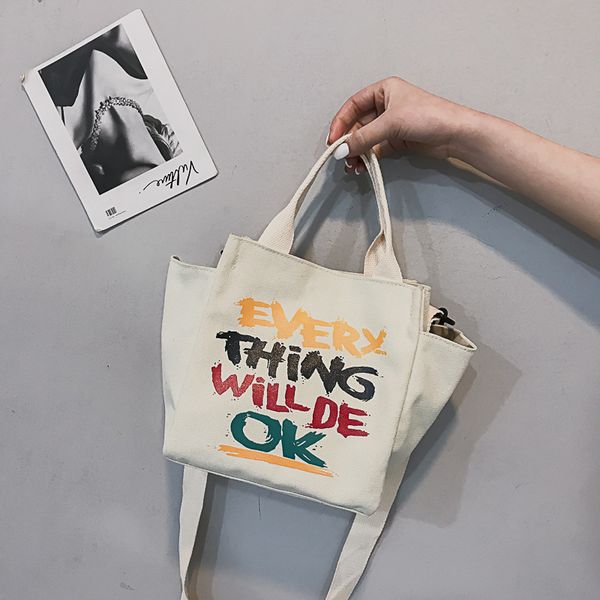 

2019 new style bag women's korean-style canvas printed lettered handbag outdoor travel crossbody bag wholesale