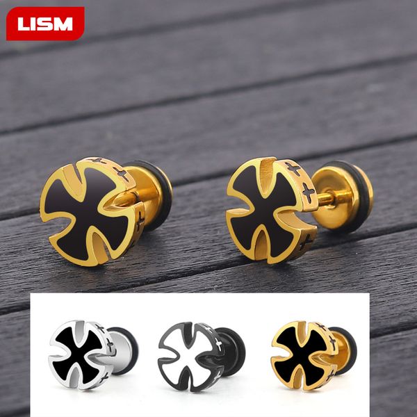 

fashion cross earring for men cool silver color stainless steel anti-aller men earring jewelry punk rock earrings brincos, Golden;silver