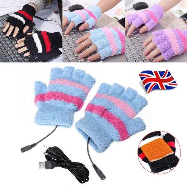 

heating glove usb glove women fingerless camp warm gloves hand warmer computer outdoor sport winter cold keyboard, Black;red
