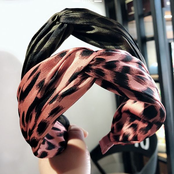 

2019 women leopard print knotted hair band girls headbands hairbands headwear hair accessories new arrival, Brown