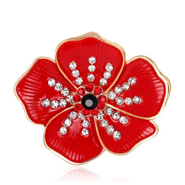 

rhinestone red flower brooch alloy oil dripping flower brooch fashion accessories wholesale, Gray