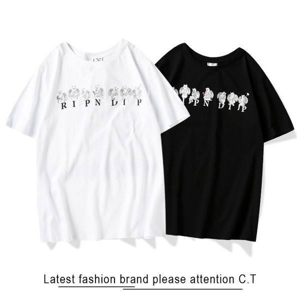 

2020 youth new luxury short-sleeved men's summer brand t-shirt lovers short-sleeved european t-shirt, Black;brown