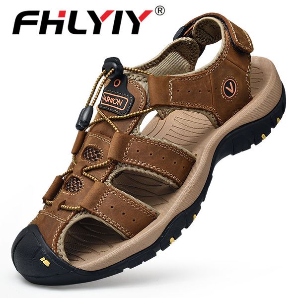 

fhlyiy марка man сандалии 2020 summer zapatos de hombre горячая продажа мода повседневная пляж сандалии вьетнамки обувь из натуральной кожи, Black