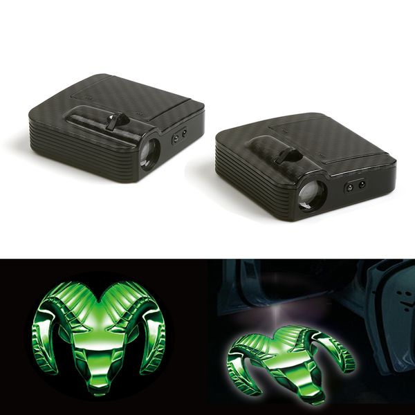 

2pcs for dodge green car door welcome light projector logo