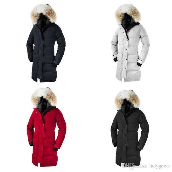 

dhl winter women goose shelburne parka outdoor canada thick warm goose down jacket ladies long section slim windproof hooded down parkas, Black