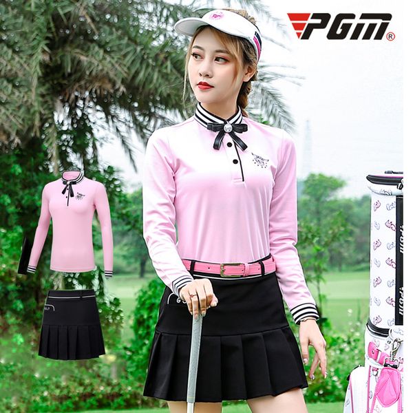

pgm golf clothes polo shirt lady suits women summer long sleeved t-shirt short skirt sportswear golf pantskirt d0494, Black;blue