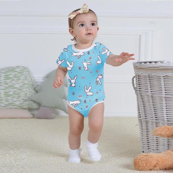 

baby girls clothing bodysuit newborn baby short sleeve easter day printed infant cotton jumpsuit clothes outfit 3fm, Blue