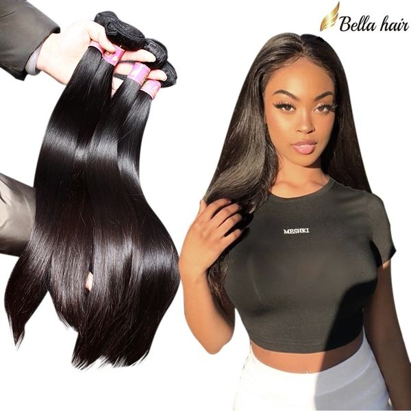 

bella hair830inch indian hair weft 3pcs lot straight weaves unprocessed natural color extensions, Black