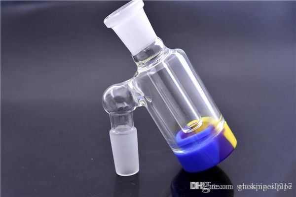 DHL livre Vidro Ash Catcher com Silicone Container para o vidro bong plataforma de petróleo dab bong cinzas 14 milímetros 18 milímetros masculino vidro catcher bong preço mais barato