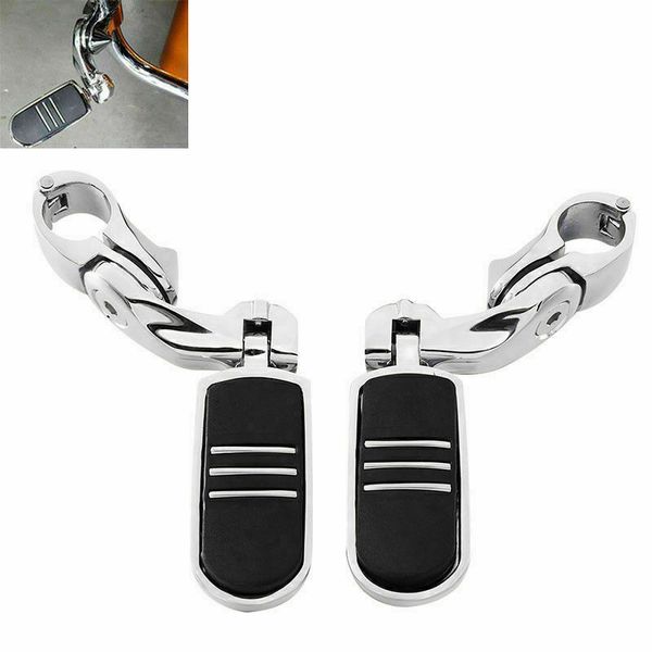 

motorcycle 1.25" 1-1/4" chrome highway short angled streamliner bar foot pegs for