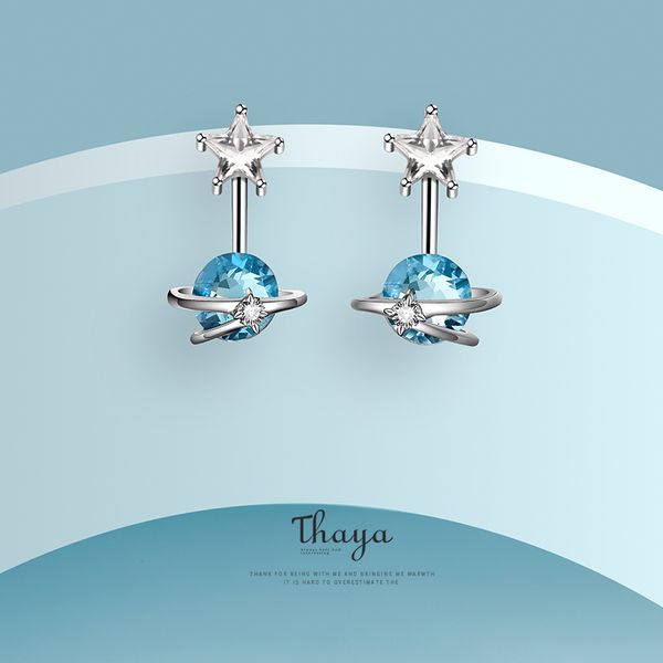 

thaya fantasy jewelry design earring 925 silver bohemia blue zircon earring for women special design fashion jewelry cx200624, Golden;silver